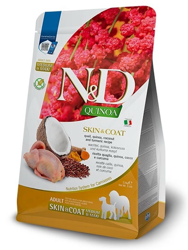 Farmina N&D Quinoa Canine Adult Medium & Maxi  Skin&Coat Quaglia & Cocco 2.5kg
