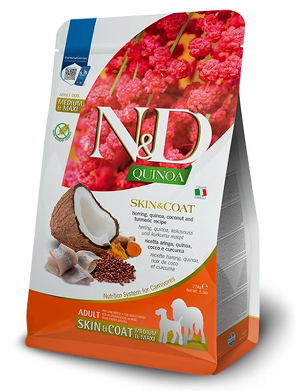 Farmina N&D Quinoa Canine Adult Medium & Max Skin&Coat Aringa & Cocco 7kg