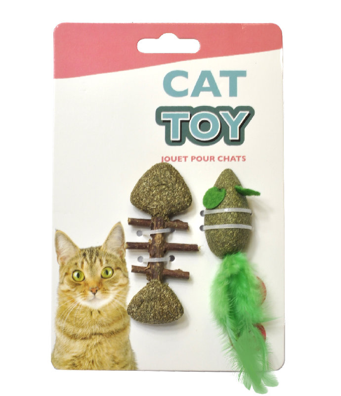 Cat toy Mouse 12cm and Fish 8.5cm with catnip 