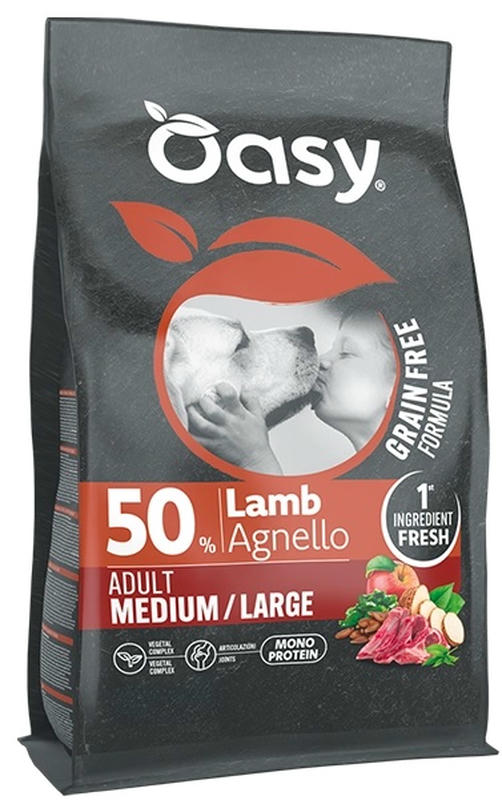 Oasy Dry Dog Grain Free - Adult Medium/Large Agnello 10kg