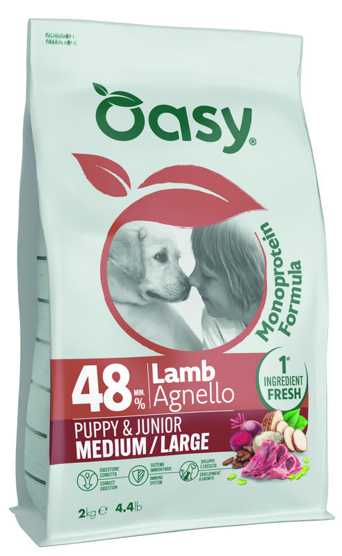 Oasy Dry Dog Monoprotein - PUPPY MEDIUM/LARGE LAMB 10 Kg