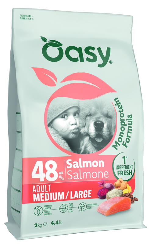 Oasy Dry Dog Monoprotein - ADULT MEDIUM/LARGE SALMON 10 Kg