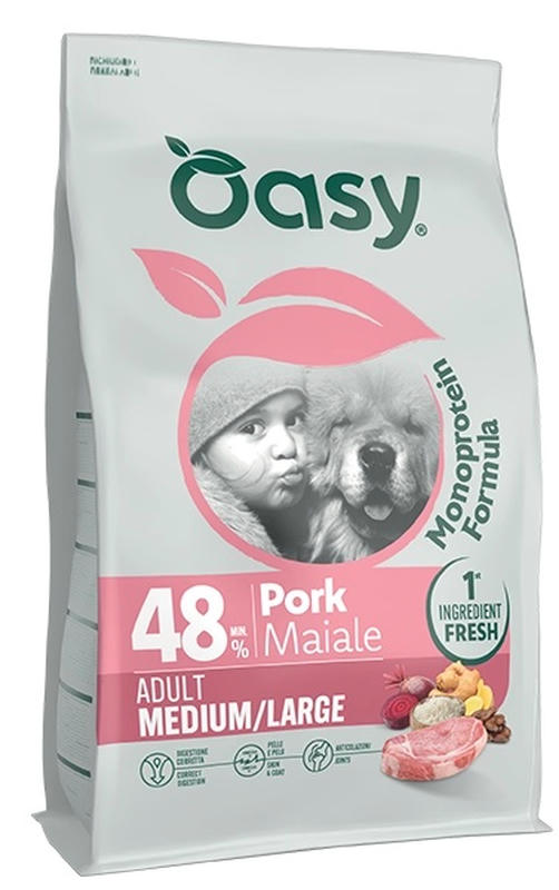 Oasy Dry Dog Monoprotein - ADULT MEDIUM/LARGE PORK 10 Kg