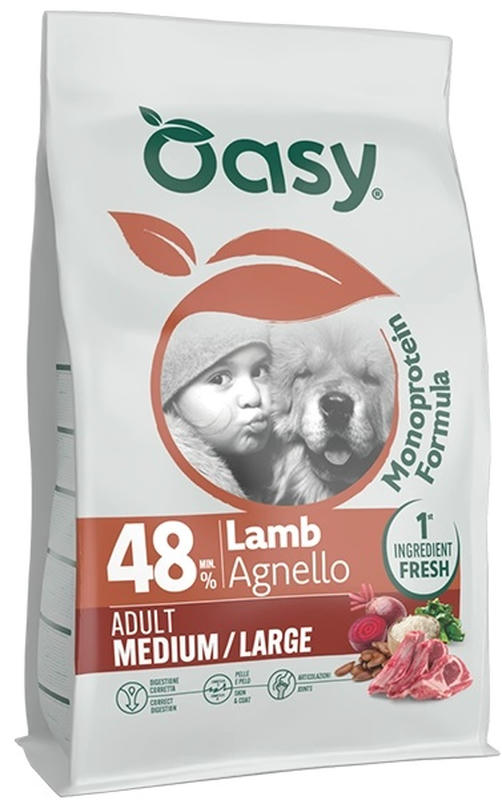 Oasy Dry Dog Monoprotein - ADULT MEDIUM/LARGE LAMB 10 Kg
