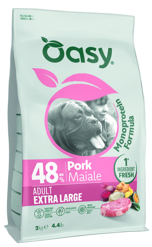 Oasy Dry Dog Monoprotein - ADULT EXTRA/LARGE MAIALE 10 Kg