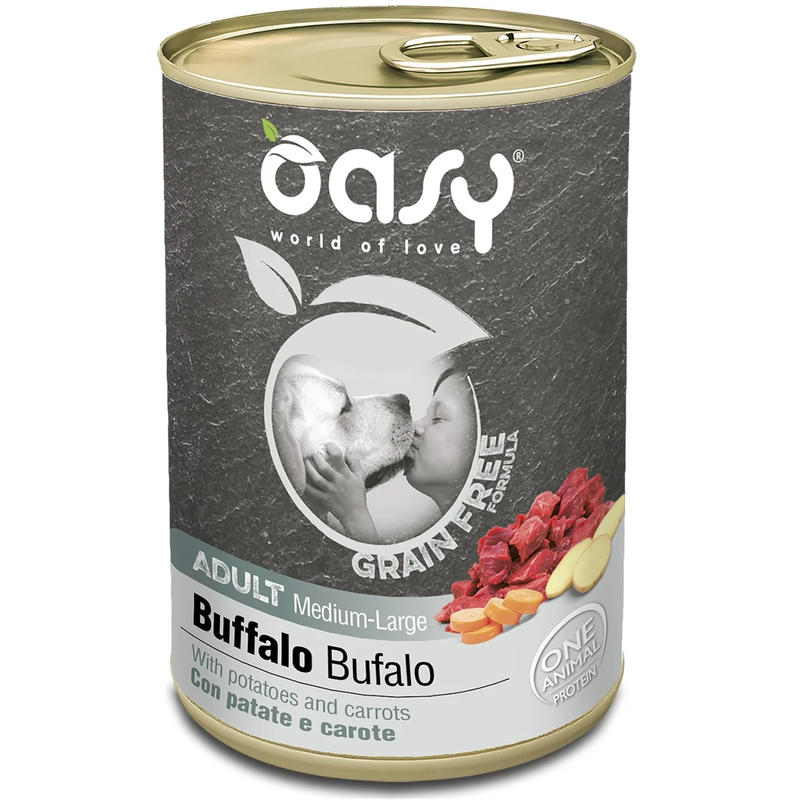 Oasy Grain Free wet dog Adult Medium/Large Buffalo 400gr