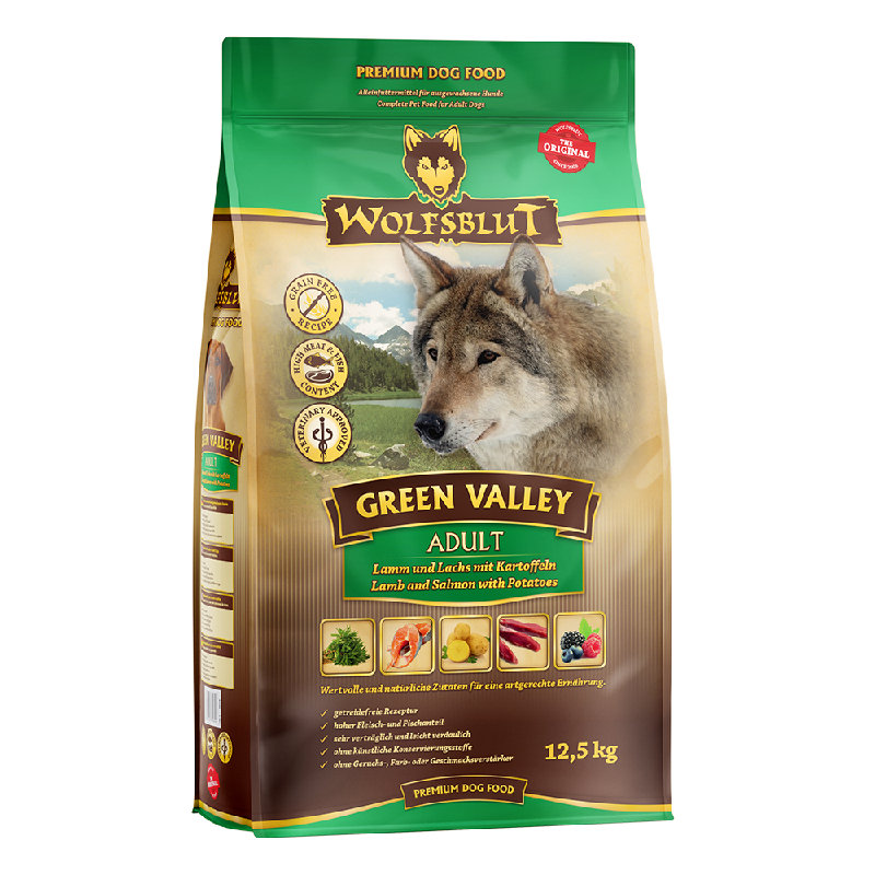 Wolfsblut Adult Green Valley - Agnello & Salmone con patate 12,5kg